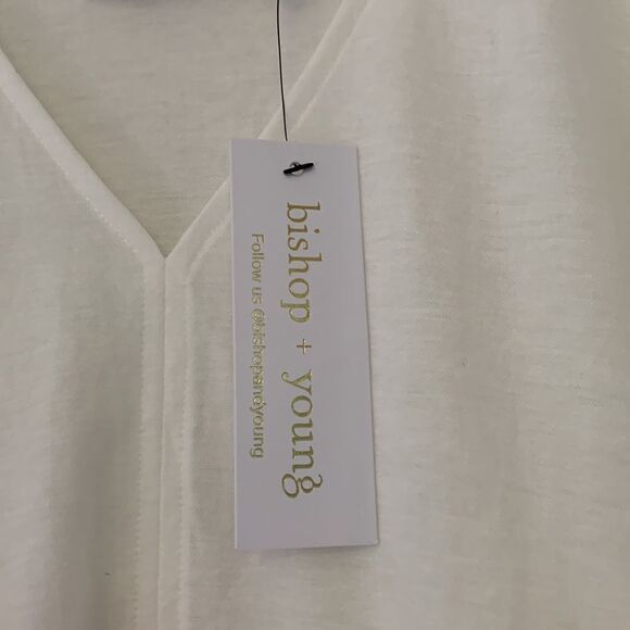 bishop + young cream colored short sleeve ruffle blouse Size 2X NWT - Picture 4 of 7
